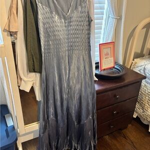 Komarov Shimmering Silver Maxi Dress